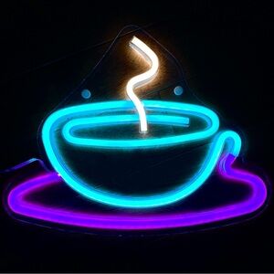 Coffee Neon Sign Coffee Cup Electric Neon Wall Sign USB